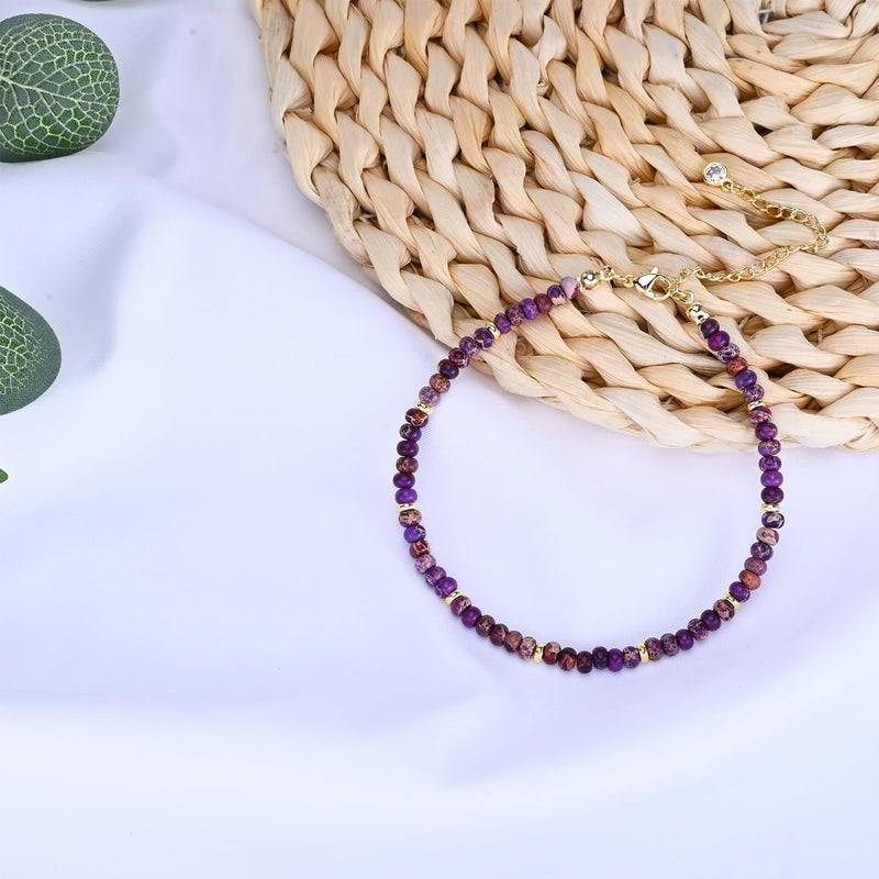 Wremily Natural Stone Beaded Anklets Bracelets for Women Handmade Beaded Anklet Bracelet Waterproof Boho Beads Ankle Bracelet Adjustable Summer Jewelry - Image 5